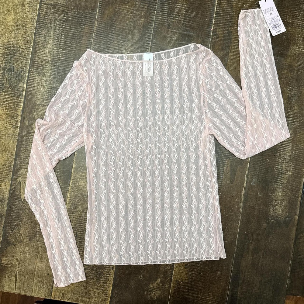Wild Fable Baby Pink Long Sleeve Sheer Top with a Boho Vibe
